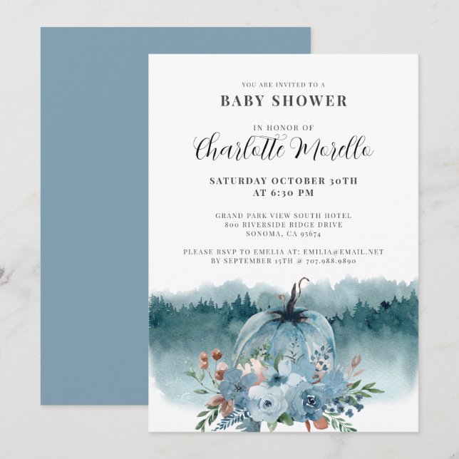 Invitation Un Petit Citrouille Se Trouve Sur Le Chemin De L'A (Devant / Derrière)