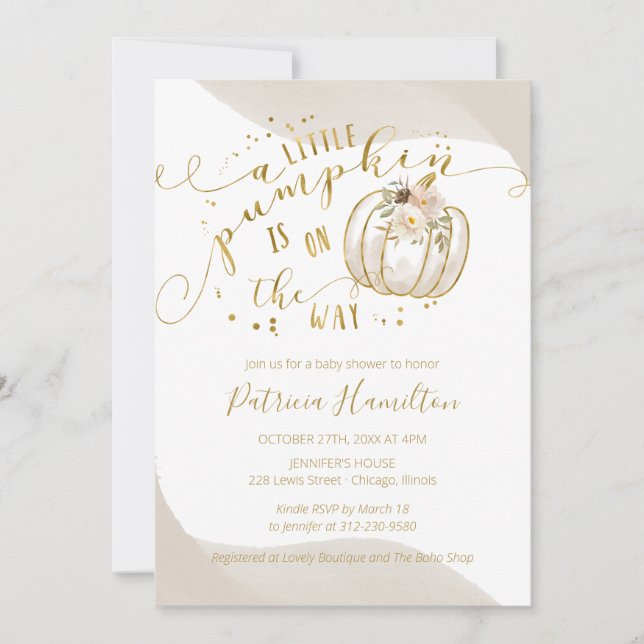 Invitation Un Petit Citrouille Se Trouve Sur Le Chemin Du Bab (Devant)