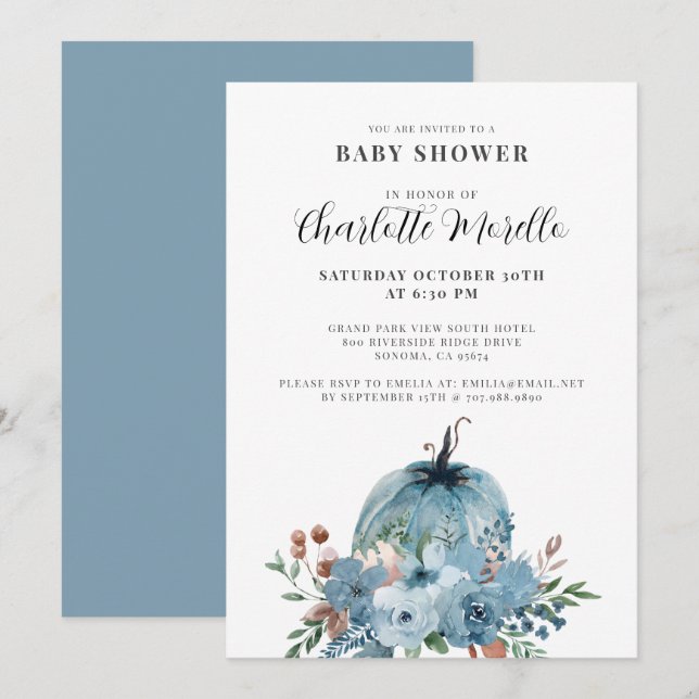 Invitation Un Petit Citrouille Se Trouve Sur Le Chemin Dusty  (Devant / Derrière)