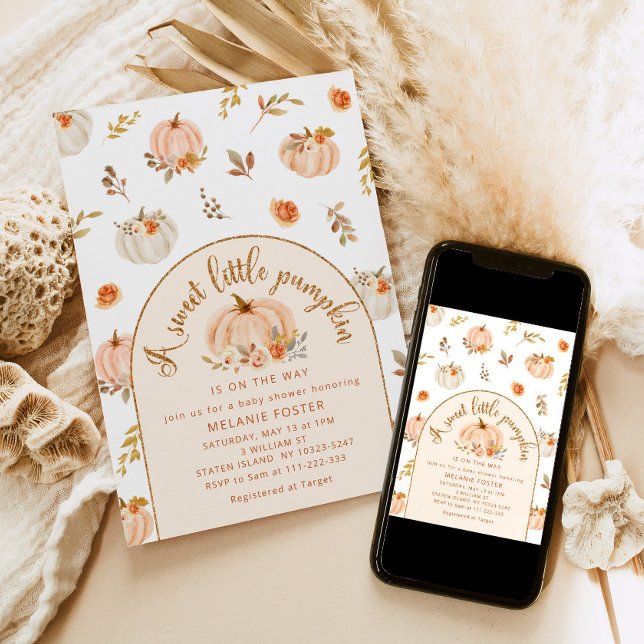 Invitation Un petit citrouille sucré est en baby shower (Créateur téléchargé)
