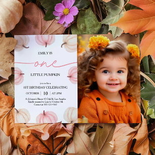 Invitation Un Petit Citrouille Tourne Une Photo Anniversaire