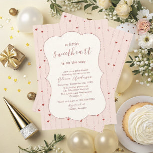 Invitation Un petit cœur sucré aquarelle est en route Bébé