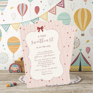 Invitation Un petit cœur sucré aquarelle est en route Bébé