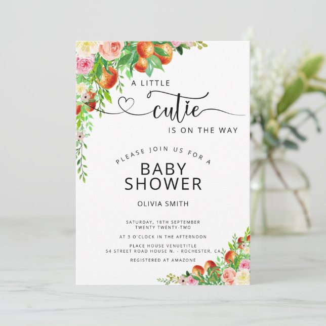 Invitation Un petit coin sur le chemin baby shower verdoyant (Debout devant)