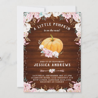 Invitation Un petit coton floral rustique citrouille