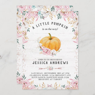 Invitation Un Petit Coton Rustique Citrouille Floral