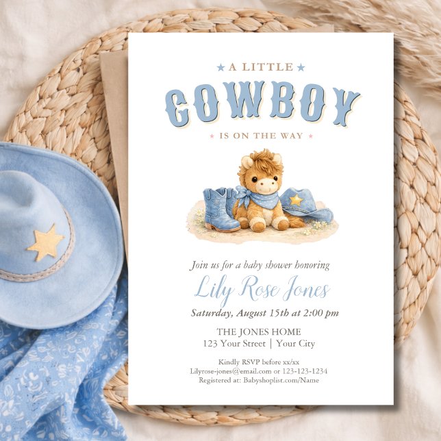 Invitation Un Petit Cow-Boy Est En Route Fête De Bébé Garçon  (Créateur téléchargé)