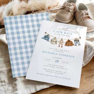 Invitation Un Petit Cow-boy Est Sur Le Chemin Du Baby shower 