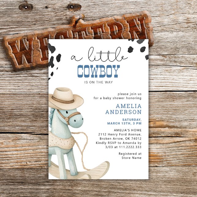 Invitation Un Petit Cow-boy Est Sur Le Chemin Du Baby shower  (Créateur téléchargé)