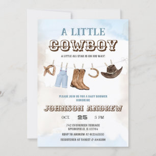 Invitation Un petit cowboy est sur le Baby shower Way