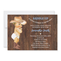 Un petit cowboy sur son chemin Baby shower bleu