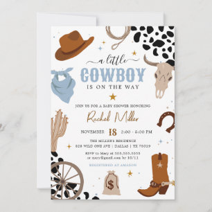 Invitation Un petit cowboy Western Wild West Baby Boy Douche