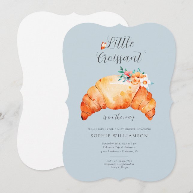Invitation Un Petit Croissant Se Trouve Sur Le Chemin Du Baby (Devant / Derrière)