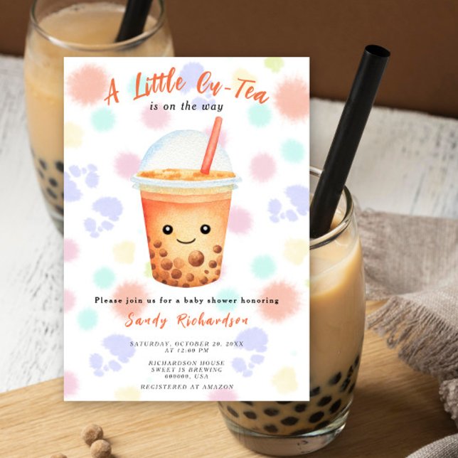 Invitation Un petit Cu-Thé Baby Shower Bubble Tea (Créateur téléchargé)