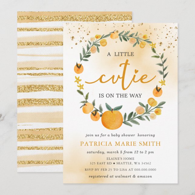 Invitation Un Petit Cutie Se Trouve Sur Le Chemin Du Baby sho (Devant / Derrière)