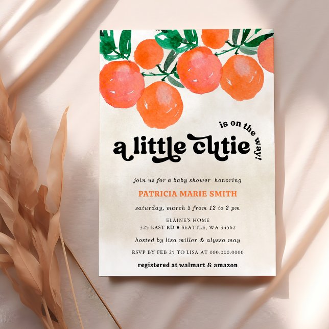 Invitation Un Petit Cutie Se Trouve Sur Le Chemin Du Baby sho (A Little Cutie Is On The Way Orange Baby Shower Invitation)