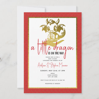 Invitation Un Petit Dragon Mignonne Se Trouve En Chemin Baby 