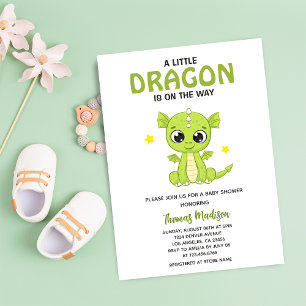 Invitation Un Petit Dragon Mignonne Vert Baby Boy Douche