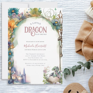 Invitation Un petit dragon se trouve sur le Baby shower Way