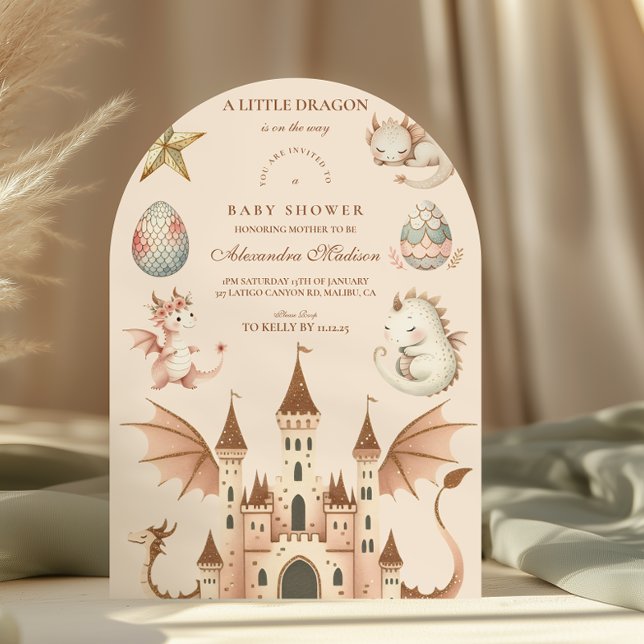 Invitation Un petit dragon se trouve sur le Baby shower Way (Créateur téléchargé)