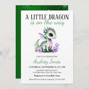 Invitation Un Petit Dragon Se Trouve Sur Le Chemin Du Baby sh