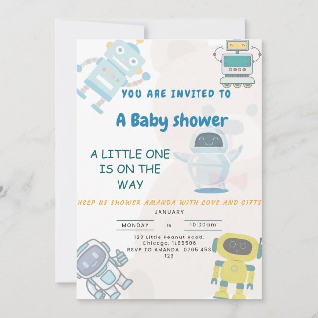 Invitation Un petit est sur le chemin du baby shower de jouet (Devant)