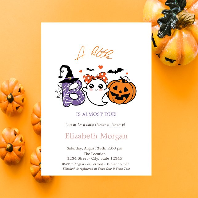 Invitation Un petit fantôme aux rayures citrouille Halloween (Créateur téléchargé)