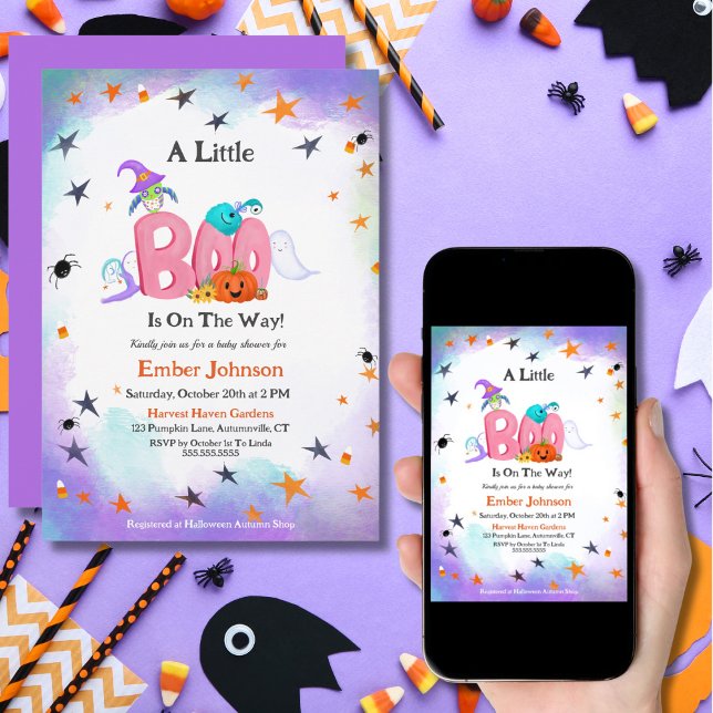 Invitation Un Petit Fantôme de Chouette, Halloween Bébé Showe (Créateur téléchargé)