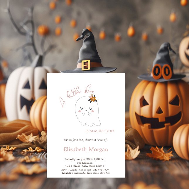 Invitation Un petit fantôme mignon rayé Halloween  (Créateur téléchargé)