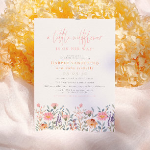 Invitation Un Petit Fleur sauvage Boho Baby Girl Baby showe