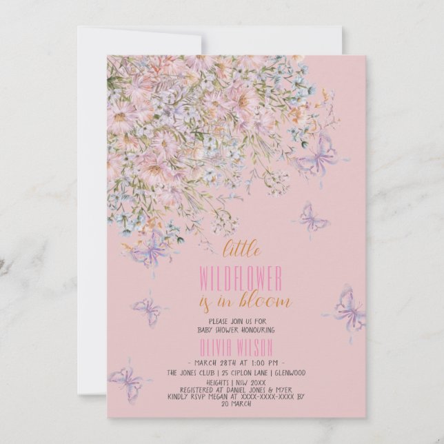 Invitation Un petit fleur sauvage est en fleurs baby shower # (Devant)
