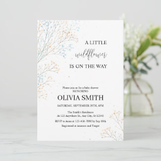 Invitation Un Petit Fleur sauvage Est En Route, Baby shower