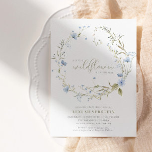 Invitation Un Petit Fleur sauvage Vert Boho Baby Girl