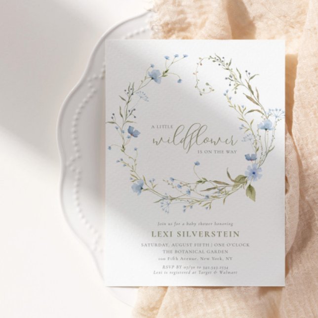 Invitation Un Petit Fleur sauvage Vert Boho Baby Girl (Créateur téléchargé)