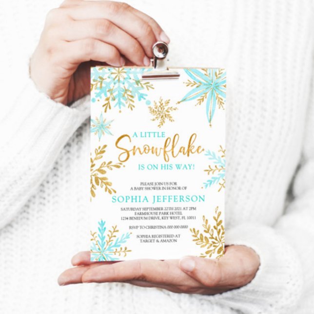 Invitation Un Petit Flocon De Neige Est En Chemin Baby shower (Créateur téléchargé)