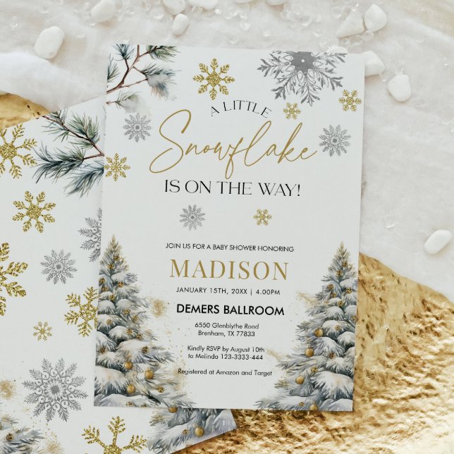 Invitation Un Petit Flocon De Neige Est En Route, Baby shower (Créateur téléchargé)