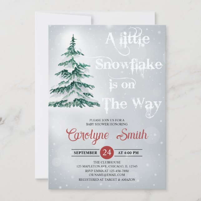 Invitation Un petit flocon de neige est sur le Baby shower Wa (Devant)