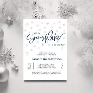 Invitation Un Petit Flocon de Neige, Fête Prénatale pour Garç