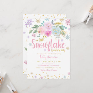 Invitation Un Petit Flocon De Neige Hiver Floral Baby Girl Do