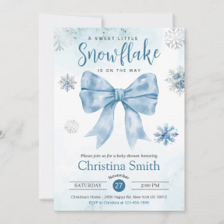 Invitation Un Petit Flocon De Neige Sur Le Chemin Bleu Baby B