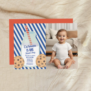 Invitation Un petit garçon doux Lait Cookie Premier anniversa