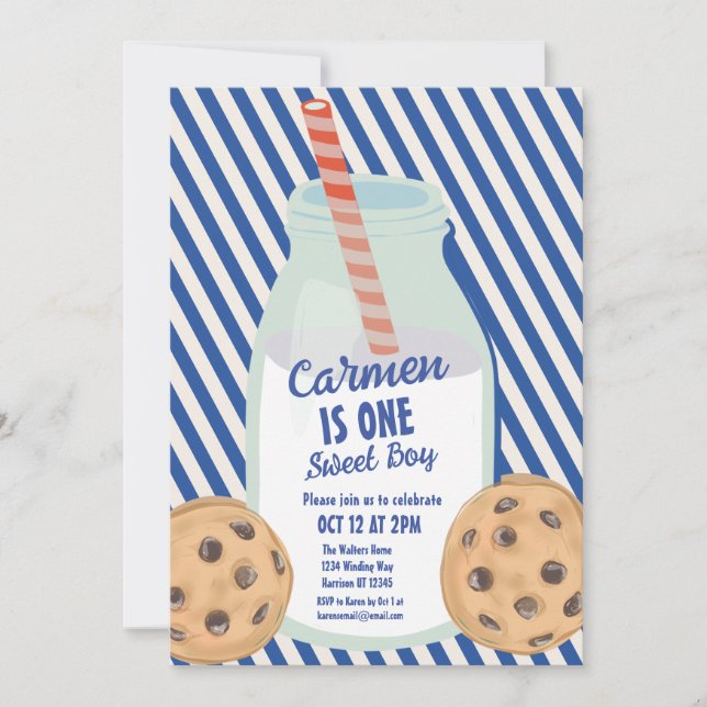 Invitation Un petit gâteau Cookie premier anniversaire (Devant)