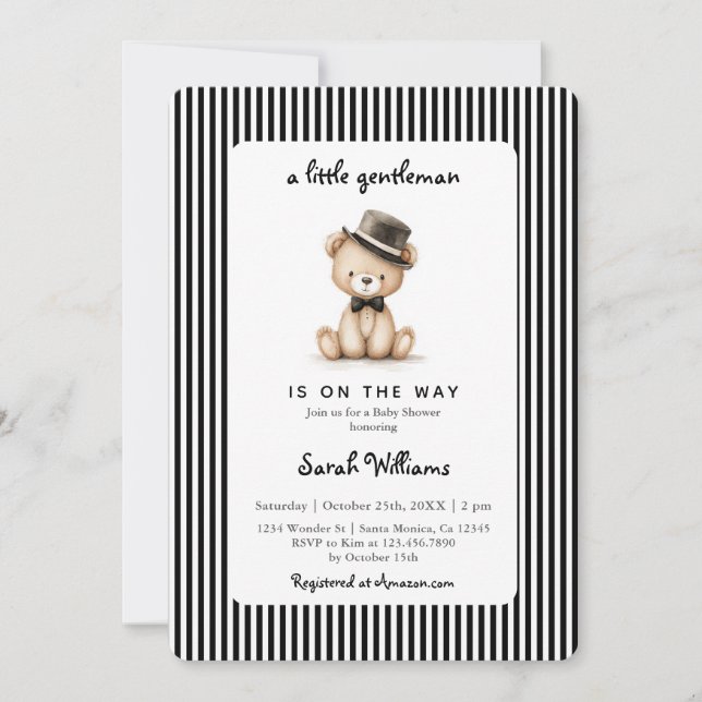 Invitation Un petit Gentleman Baby Shower Garçon (Devant)