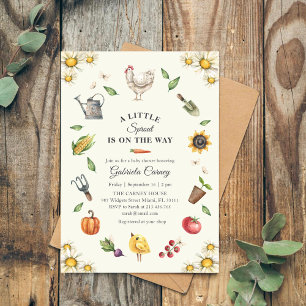 Invitation Un petit germe est en route Baby Shower au jardi