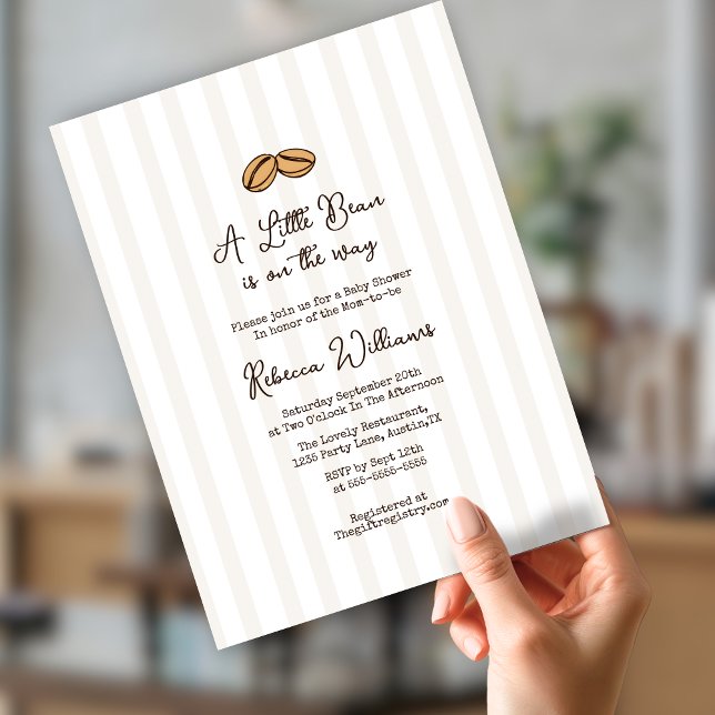 Invitation Un petit haricot est en route Fête bébé Café  (Créateur téléchargé)