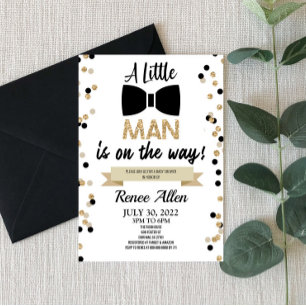 Invitation Un Petit Homme Est En Route ! Baby shower Bowtie
