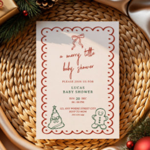 Invitation un petit joyeux noël écrit à la main baby shower