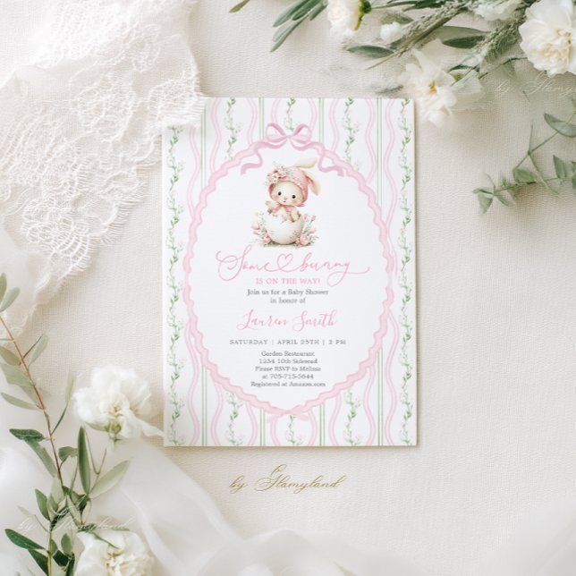 Invitation Un petit lapin arrive Bébé Fille Baby Shower (Créateur téléchargé)