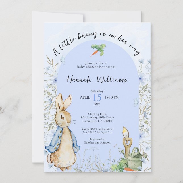 Invitation Un petit lapin est en chemin baby shower Invitatio (Devant)
