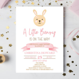 Invitation Un Petit Lapin Est En Route ! Baby shower rose